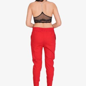 4 Way Slub Lycra Cotton Pant - Free Size, Red