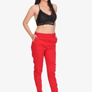 4 Way Slub Lycra Cotton Pant - Free Size, Red