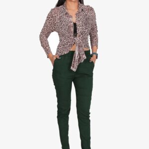 4 Way Slub Lycra Cotton Pant - Free Size, B-Green
