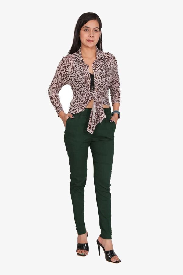 4 Way Slub Lycra Cotton Pant - Free Size, B-Green