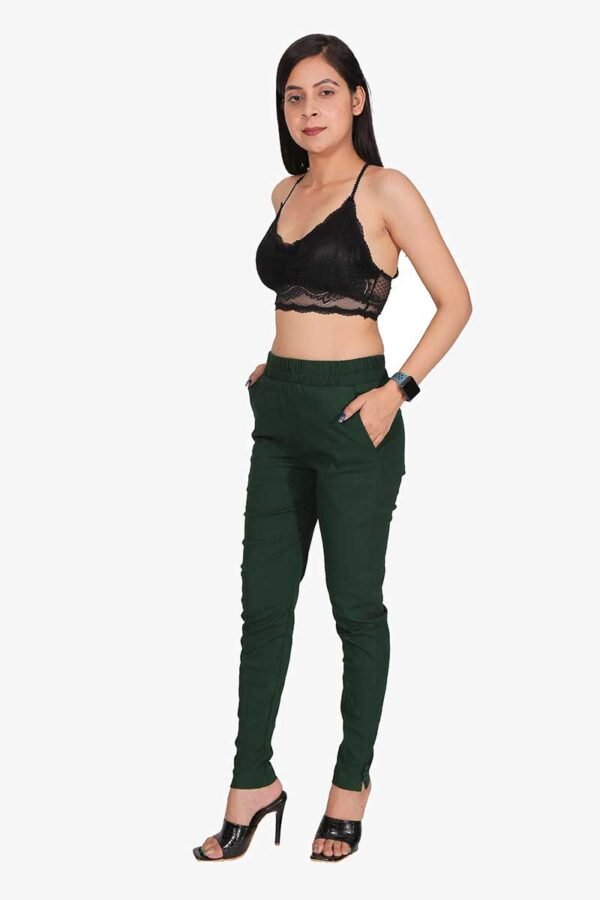 4 Way Slub Lycra Cotton Pant - Free Size, B-Green