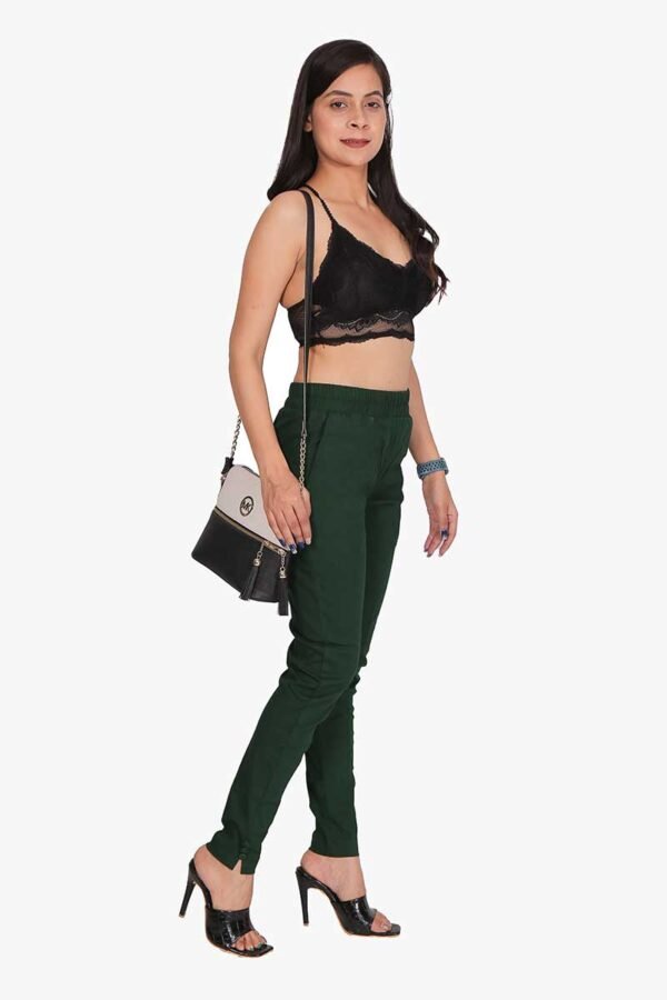 4 Way Slub Lycra Cotton Pant - Free Size, B-Green