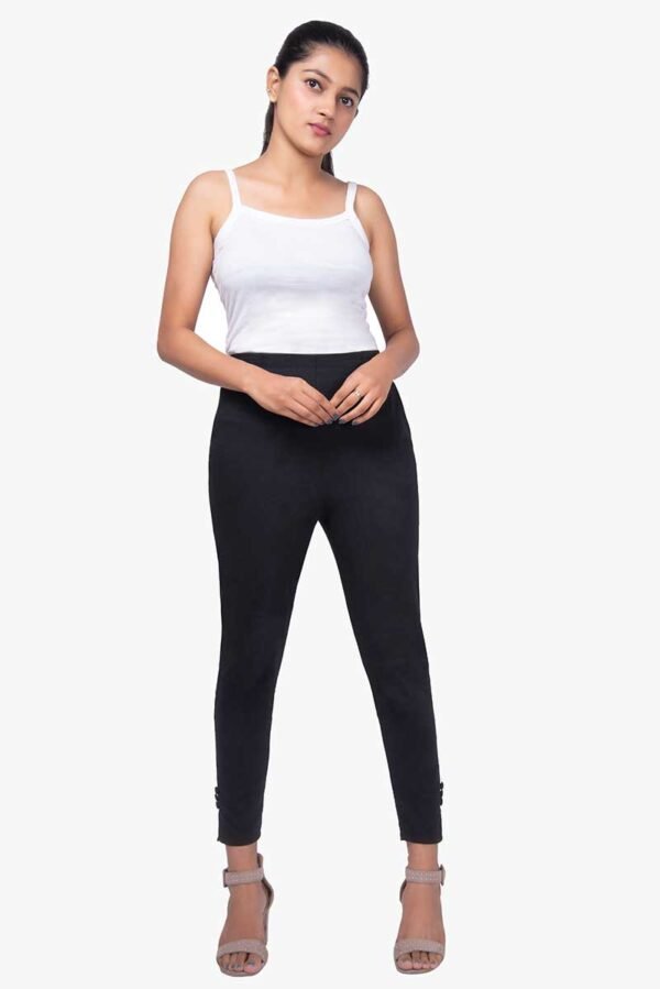 4 Way Slub Lycra Cotton Pant - Free Size, Black
