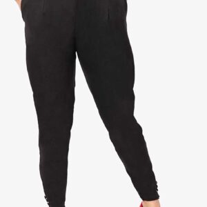 Slub Lycra Cotton Pant - Free Size, Black Colour