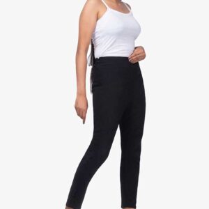 4 Way Slub Lycra Cotton Pant - Free Size, Black