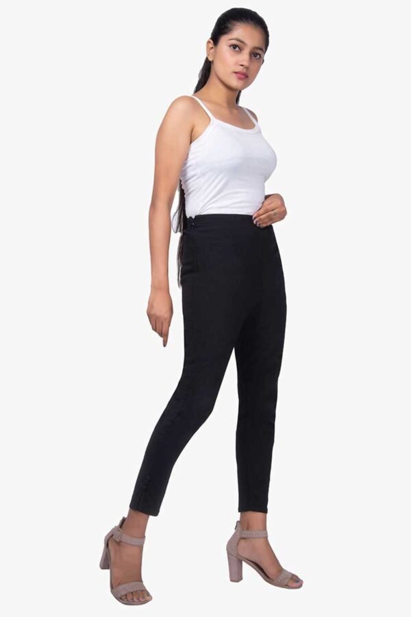 4 Way Slub Lycra Cotton Pant - Free Size, Black
