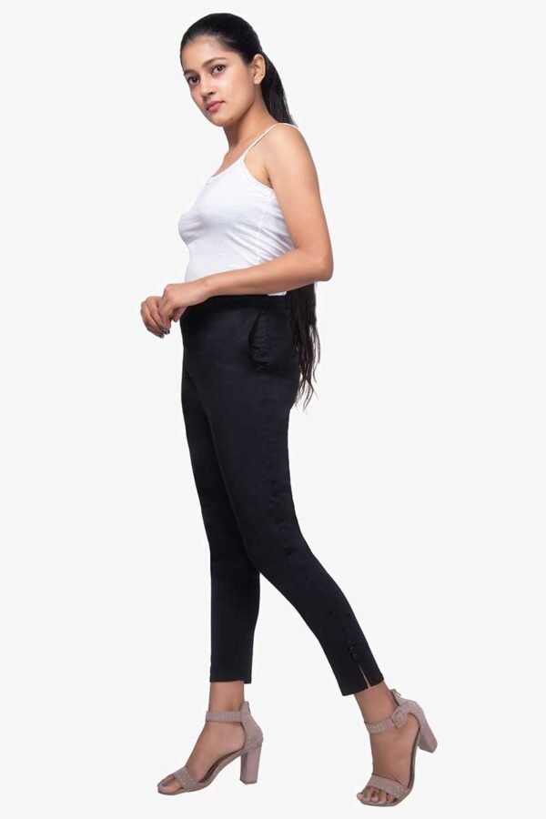 4 Way Slub Lycra Cotton Pant - Free Size, Black