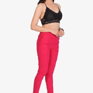 4 Way Slub Lycra Cotton Pant - Free Size, Rani Colour