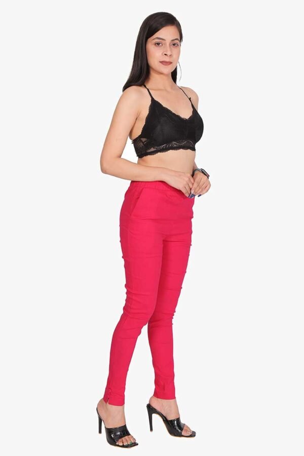 4 Way Slub Lycra Cotton Pant - Free Size, Rani Colour