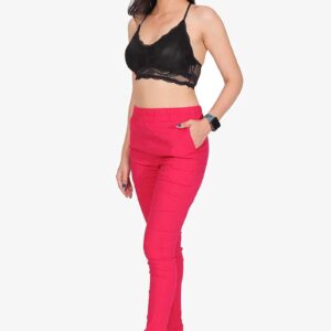 4 Way Slub Lycra Cotton Pant - Free Size, Rani Colour
