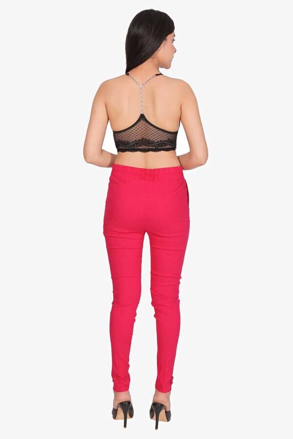 4 Way Slub Lycra Cotton Pant - Free Size, Rani Colour