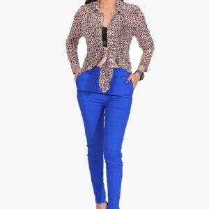 4 Way Slub Lycra Cotton Pant - Free Size, Royal Blue