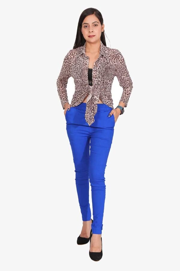 4 Way Slub Lycra Cotton Pant - Free Size, Royal Blue
