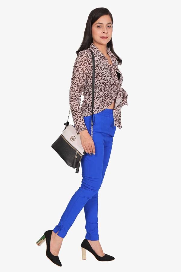 4 Way Slub Lycra Cotton Pant - Free Size, Royal Blue
