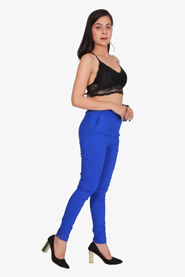 4 Way Slub Lycra Cotton Pant - Free Size, Royal Blue
