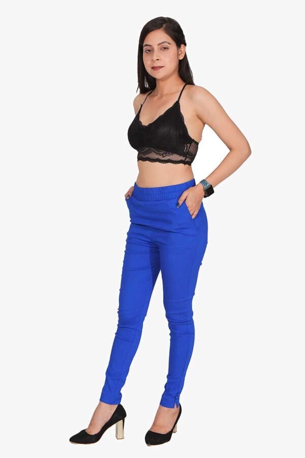 4 Way Slub Lycra Cotton Pant - Free Size, Royal Blue