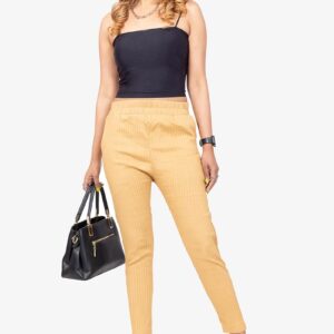 Line Slub Lycra Cotton Pant (LRB) - Golden