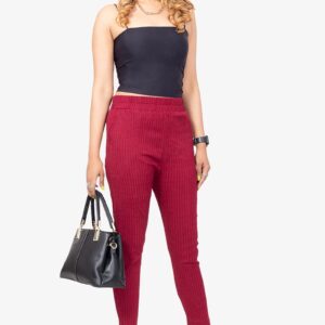 Line Slub Lycra Cotton Pant (LRB) - Maroon