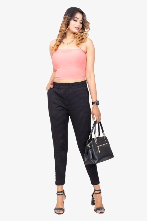 Line Slub Lycra Cotton Pant (LRB) - Navy Blue