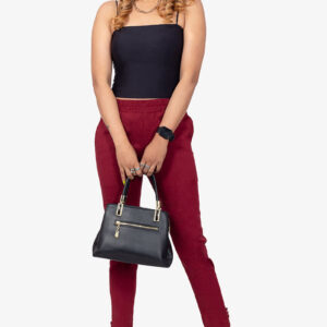 Slub Lycra Cotton Pant - Cherry Red