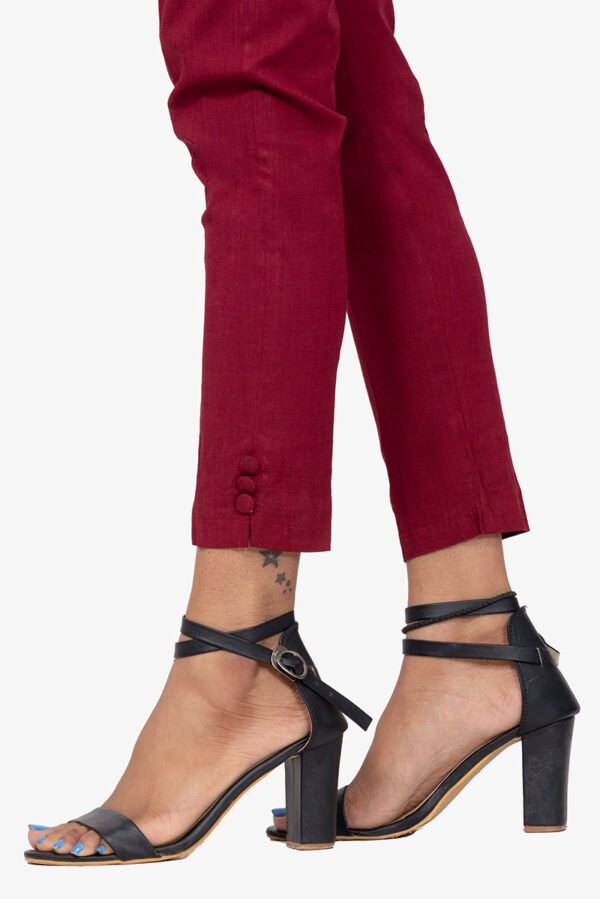 Slub Lycra Cotton Pant - Cherry Red