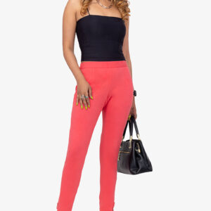 Slub Lycra Cotton Pant - Corel Red