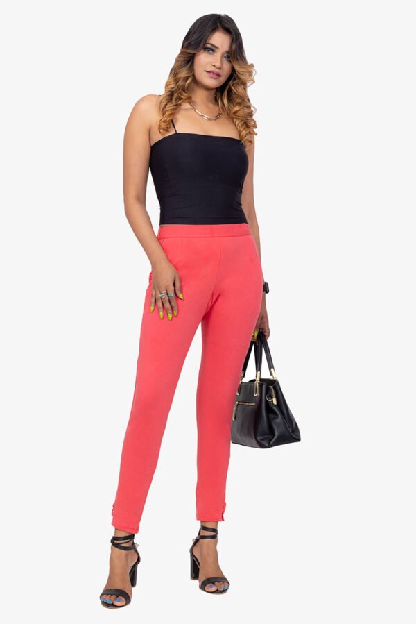 Slub Lycra Cotton Pant - Corel Red