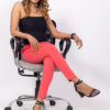 Slub Lycra Cotton Pant - Corel Red