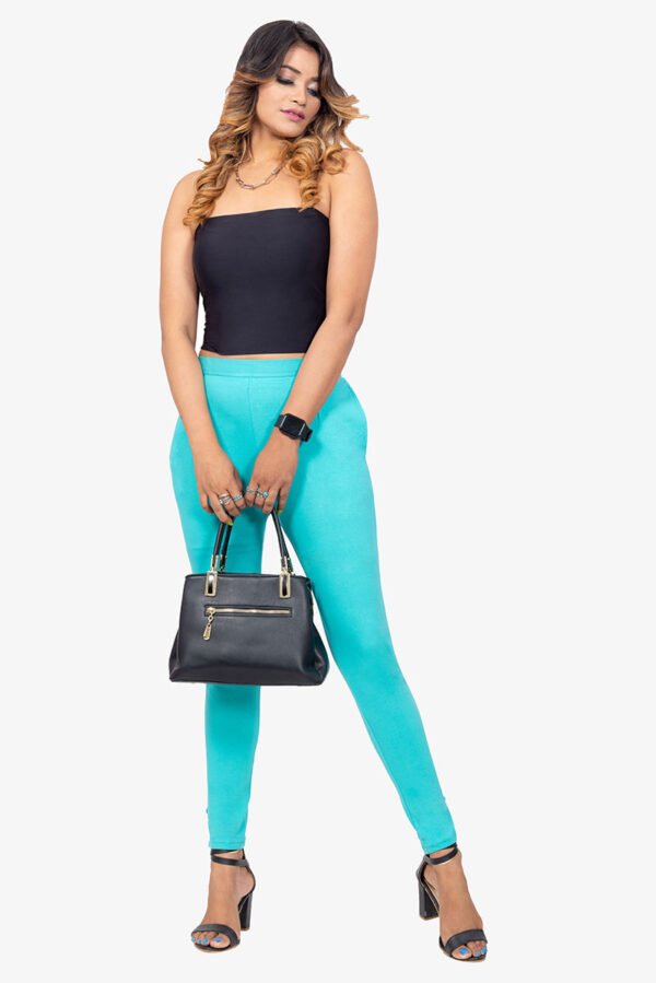Slub Lycra Cotton Pant - Cyan