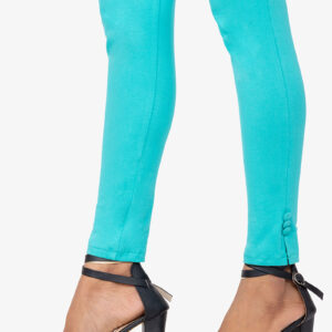 Slub Lycra Cotton Pant - Cyan
