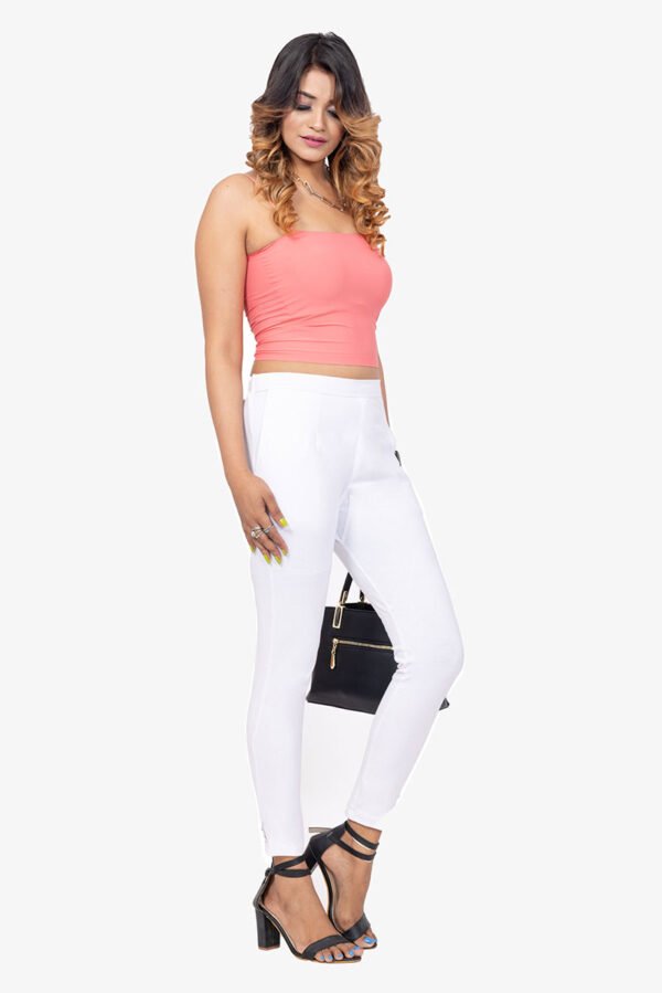 Slub Lycra Cotton Pant - Ghost White