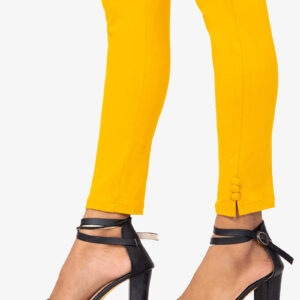 Slub Lycra Cotton Pant - Mustered Yellow