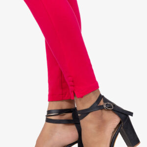 Slub Lycra Cotton Pant - Pinkish Red
