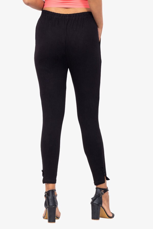 Slub Lycra Cotton Pant - Raisin Black