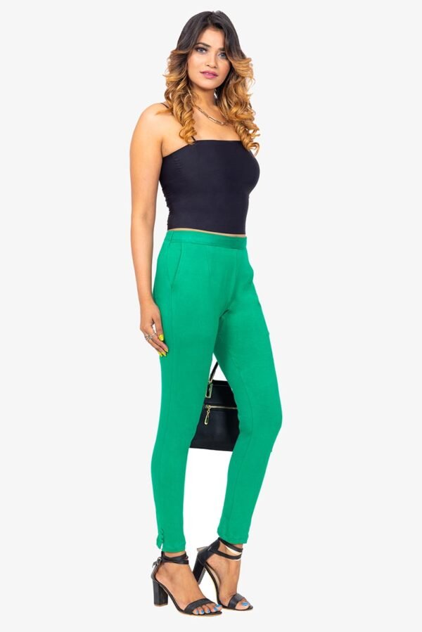 Slub Lycra Cotton Pant - Tropical Teal
