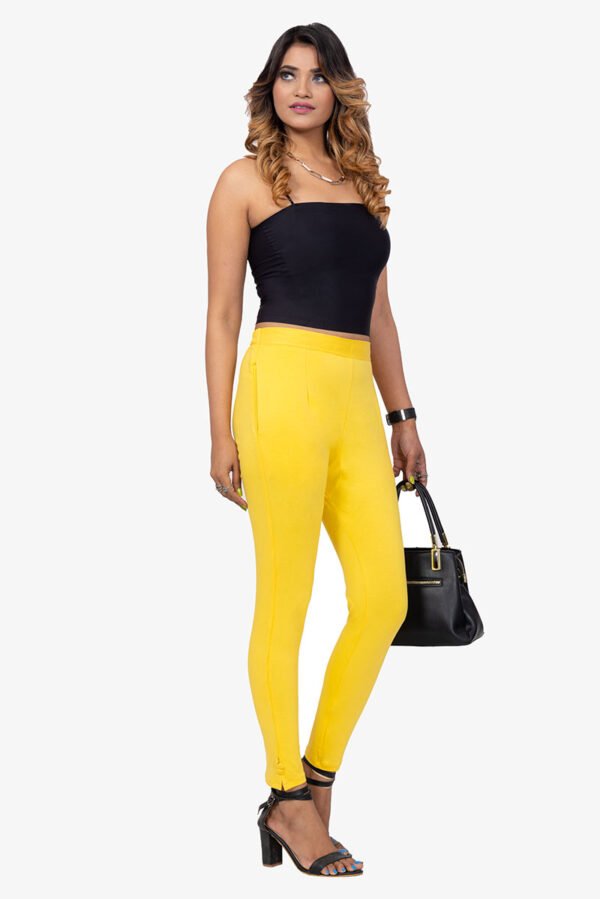 Slub Lycra Cotton Pant - Yellow