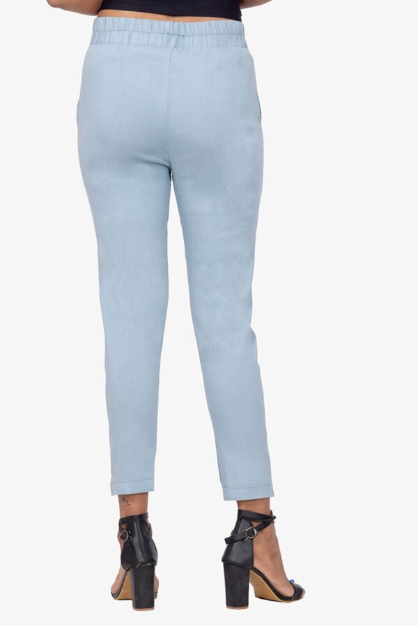 Slub Lycra Cotton Pant (RB) - Light Steel Blue